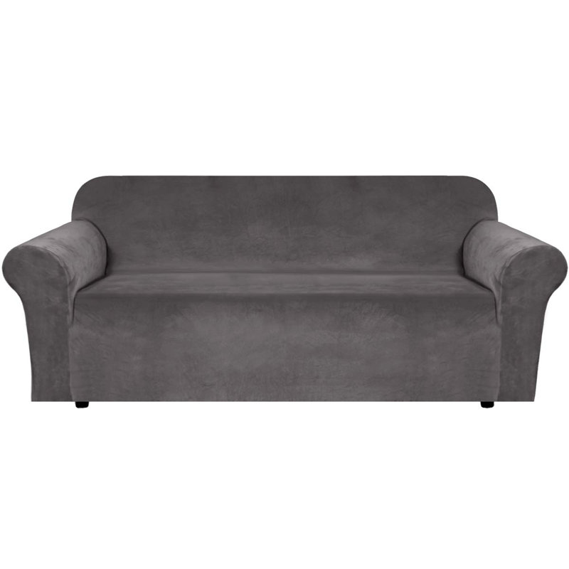 Housse de protection luxueuse en velours moelleux et extensible, Velours taupe, H 41 po x l 96 po x P 37 po