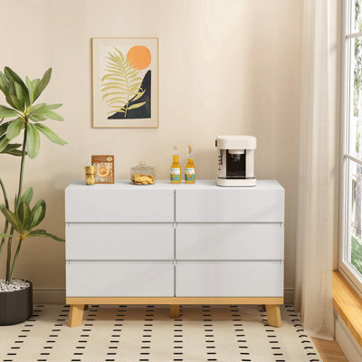 Arneisha 47.2'' W Modern White 6-Drawer Dresser