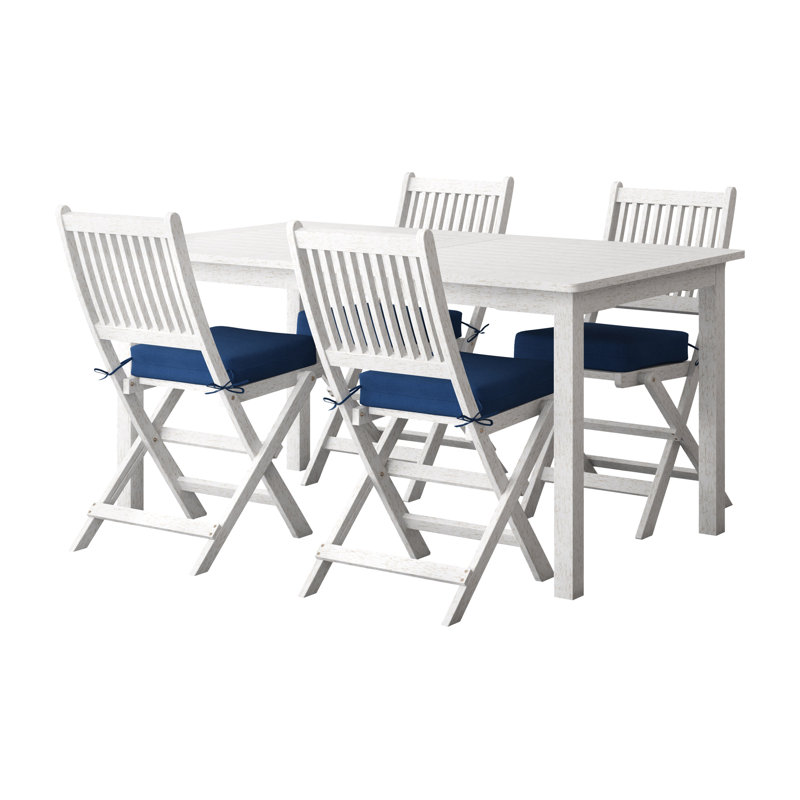 Ensemble de salle à manger rectangulaire pour 4 personnes 59 po Gwenda, Bleu, Blanc