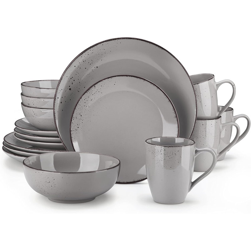 Stoneware Dinnerware - Service for 4, Grey