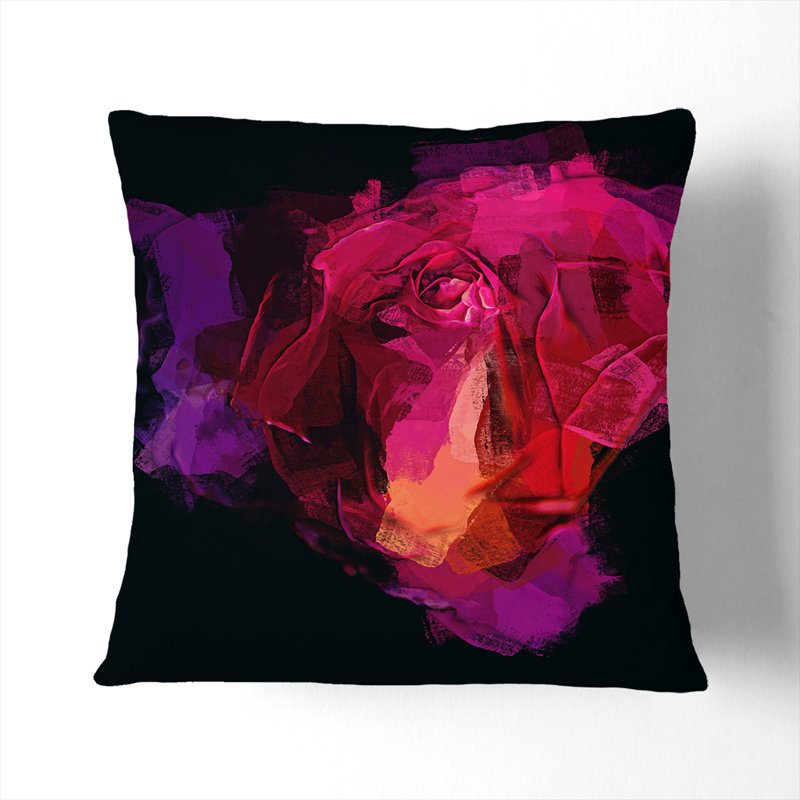 Abstract Square Throw Cushion, 55cm H x 55cm W x 20cm D, Black
