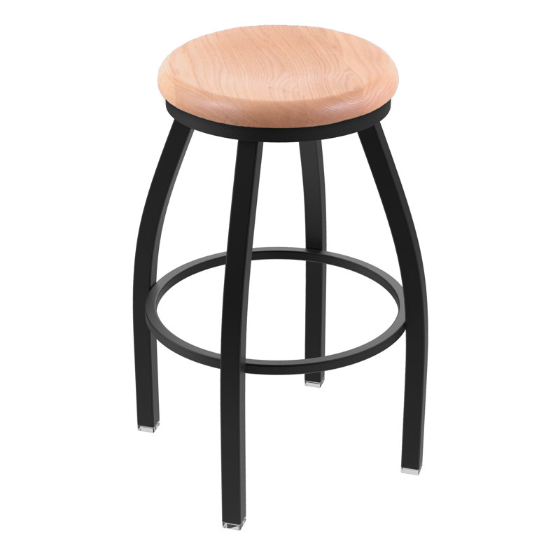 XL 802 Misha Swivel Stool, Natural Oak, Black Wrinkle, Counter Stool (25” Seat Height)