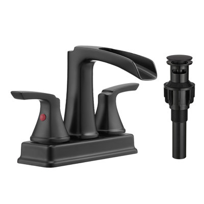 Robinet de salle de bain noir mat à 3 trous, 4 pouces, sortie d'eau en cascade, 2 poignées, pivotant à 360 degrés, - Finition de la saleté