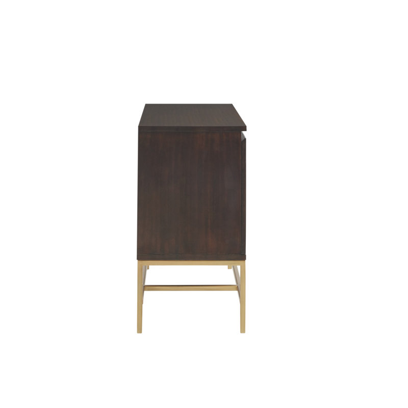 Modern Brown Pinewood Two-Door Accent Cabinet with Adjustable Shelving