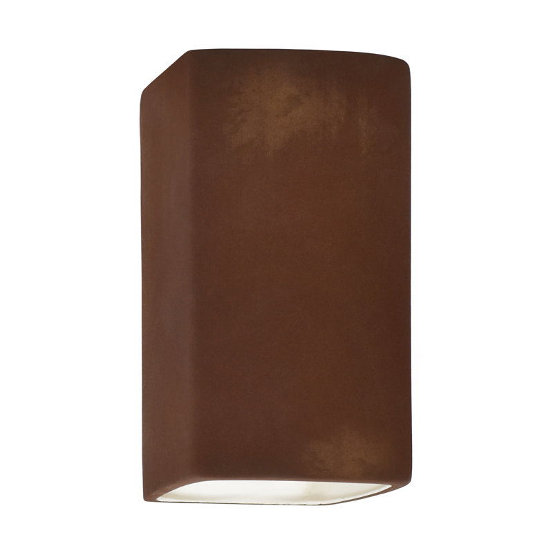 Drurie Ceramic Flush Mounted Sconce, Incandescent, Real Rust, 9.5" H x 5.25" W x 4.5" D