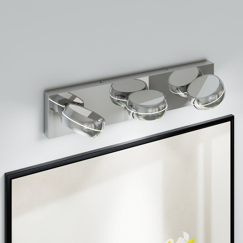 Éclairage à DEL pour meuble-lavabo à DEL, réglable, à intensité variable, chrome poli moderne, Trois lumières