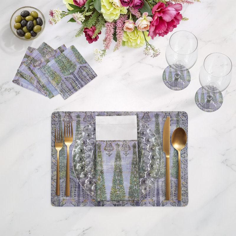 Topkapi Garden Pebbles Placemat Set, Gold/Purple