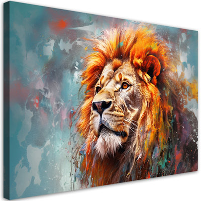 Animal Lion Abstract - No Frame Print on Canvas