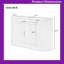 Buffet buffet 2 portes et 2 tiroirs en panneau de fibres à densité moyenne avec texture rayée et poignées en aluminium 3 portes fixes courbées-1209914562
