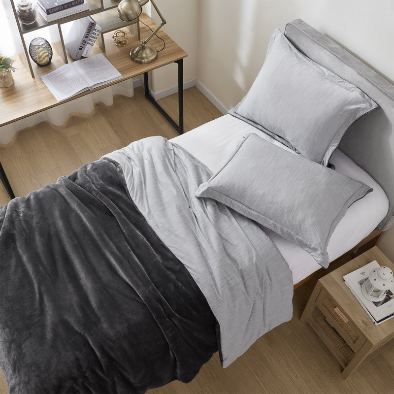 Hot and Cold Coma Inducer All Season Oversized Comforter Set, Gray, Twin Extra Long Comforter + 1 Standard Sham