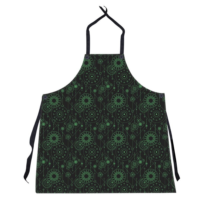 Tablier à motif astrologie, Noir / Vert
