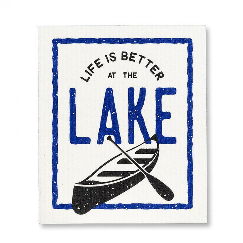 Set Of 2 Life Is Better At The Lake , Work Less Paddle More Dishcloth