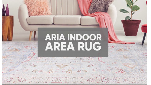 Hauteloom Arias Beige Blue Washable Area Rug