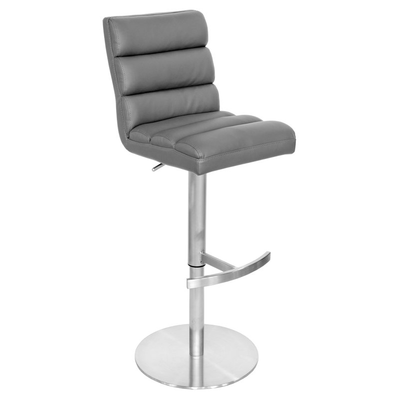 Hylton Swivel Upholstered Adjustable Height Counter Stool with Metal Frame, Grey