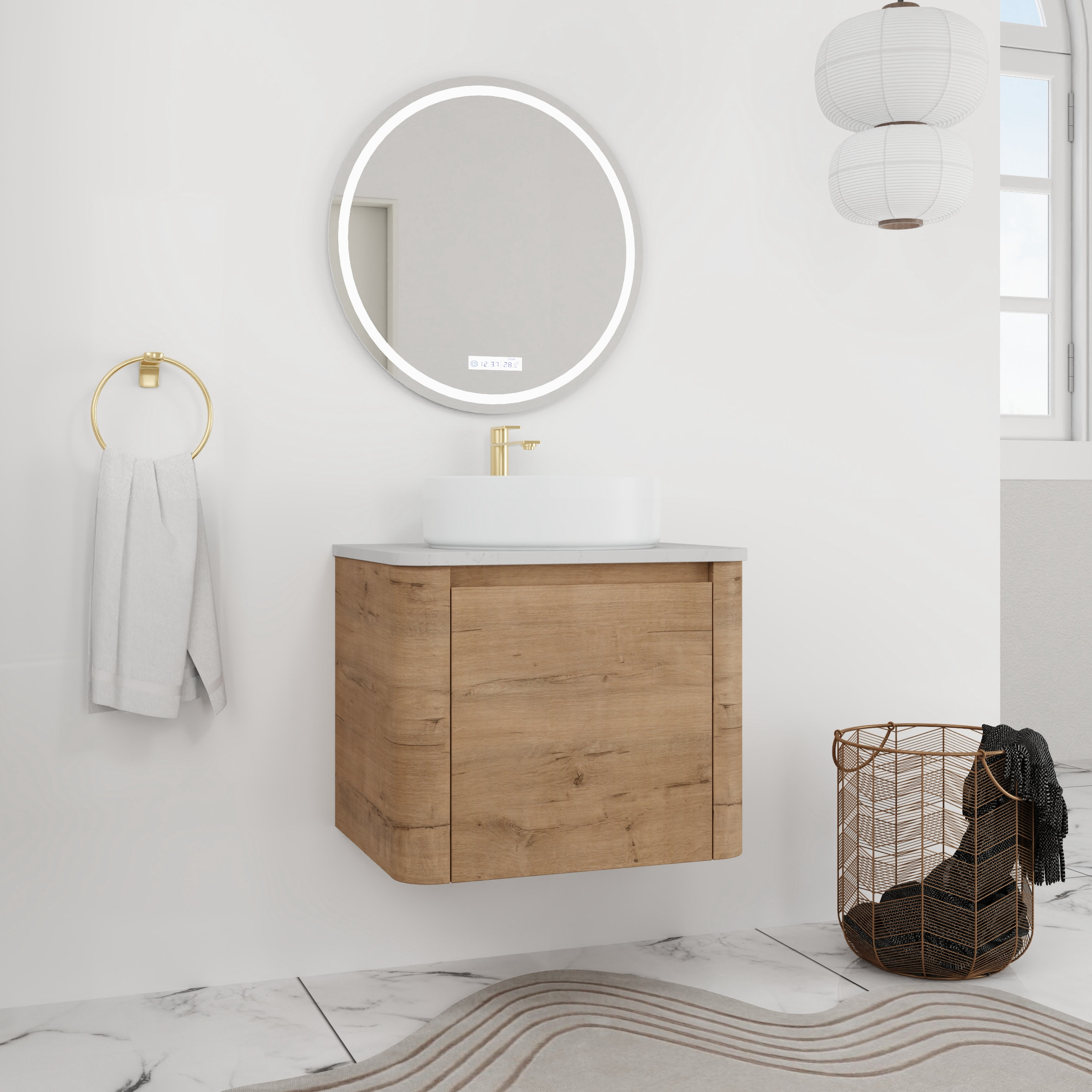 Ebern Designs Single Bathroom Floating Vanity With Quartz Top | Wayfair