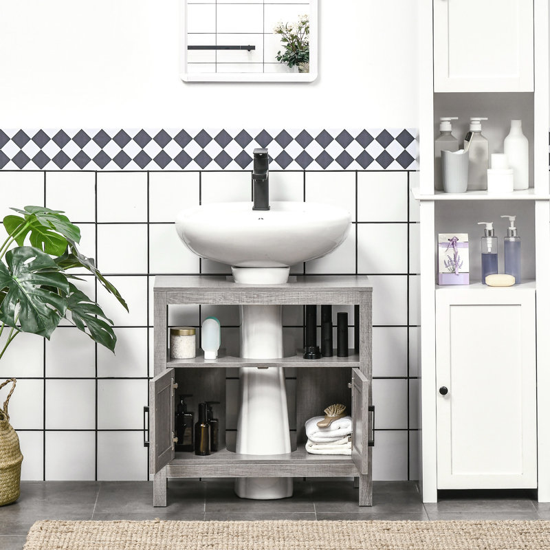 Armoire de rangement polyvalente pour salle de bain avec tablettes et portes ouvertes, maximisant l'espace et l'organisation
