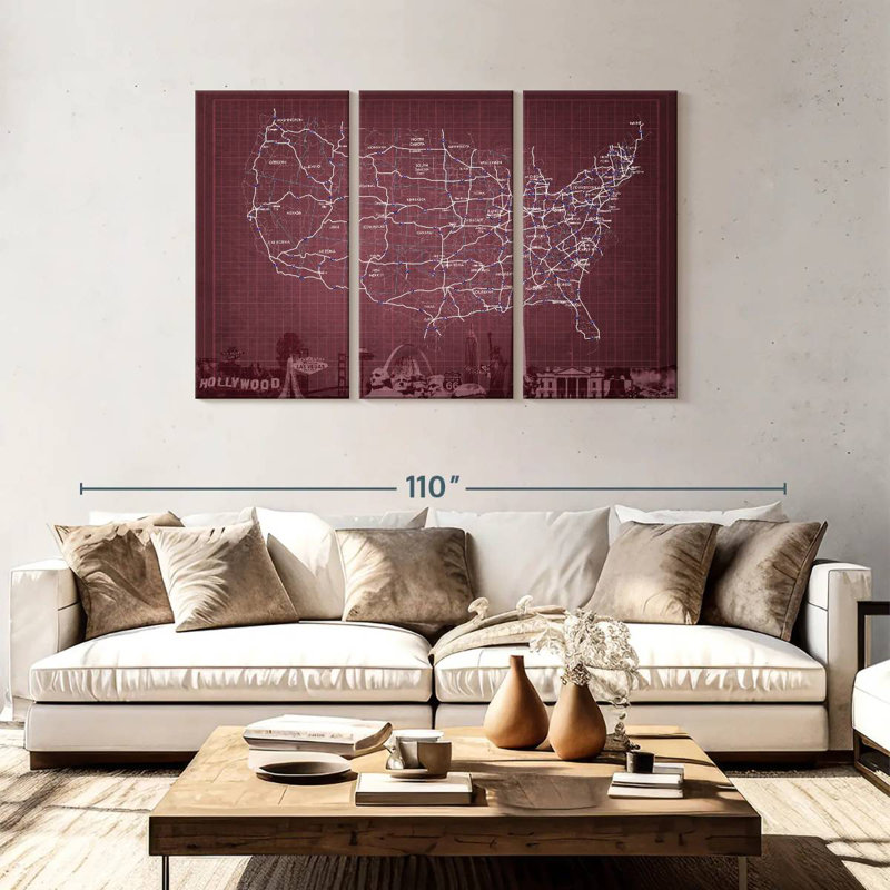 Carte des Aloon Maroon Highway, États-Unis, H 48 po x l 74 po