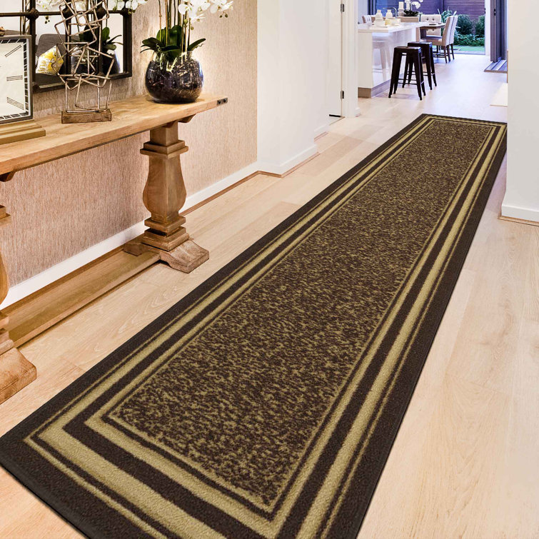 Non-Slip Bordered Area Rug For Living Room, Hallway, Entryway Rug