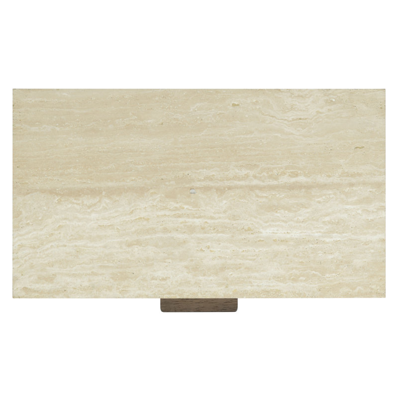 Table de chevet 1 tiroir Kodi, Dark Brown Oak / Travertine
