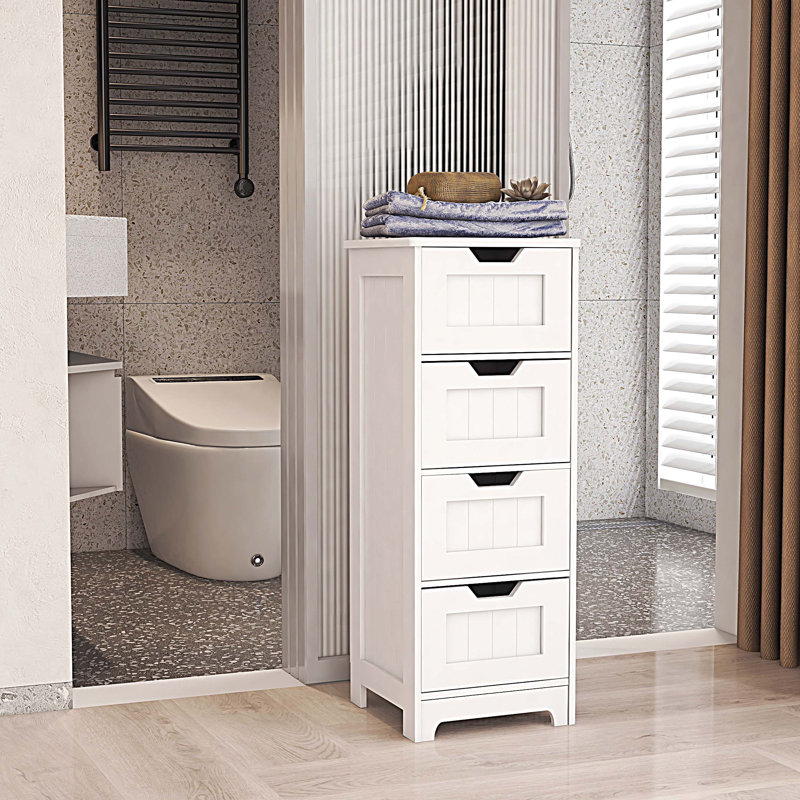 Armoire de rangement autoportante avec 4 tiroirs pour salle de bain, salon, cuisine