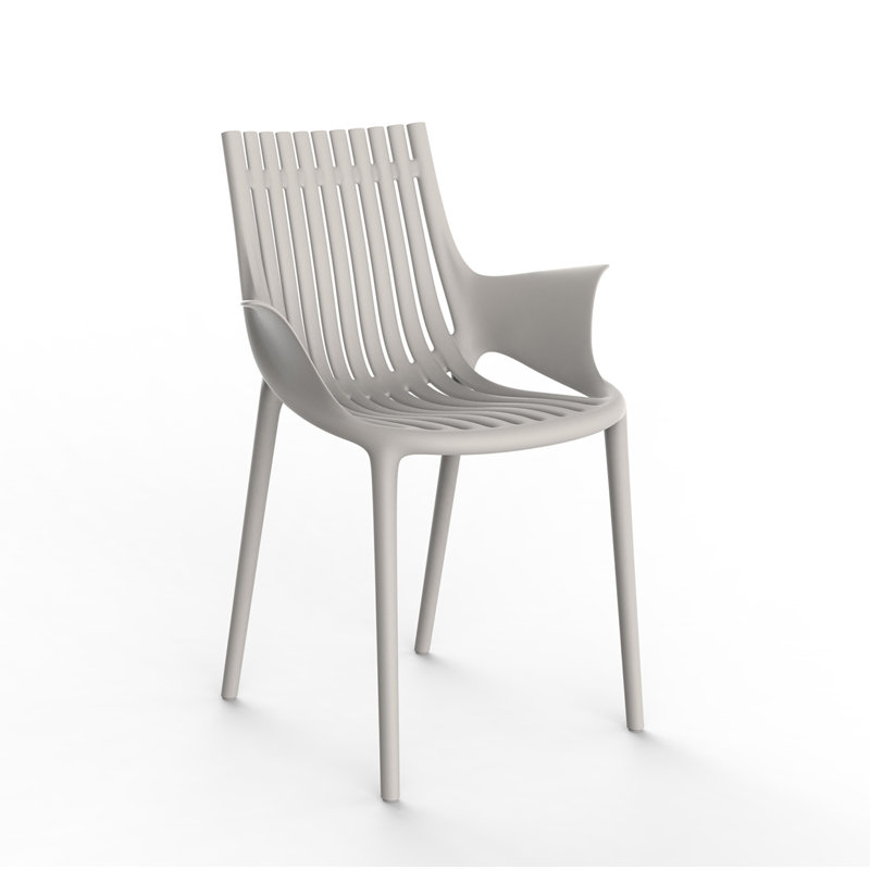 Chaise avec accoudoirs empilable Ibiza, Écru