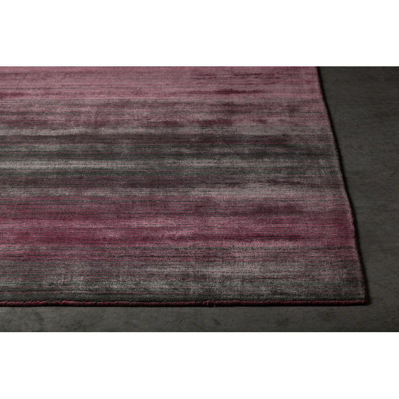Tapis rose/gris à rayures fait main dhurrie Yaritza, Rectangulaire 9 pi x 13 po