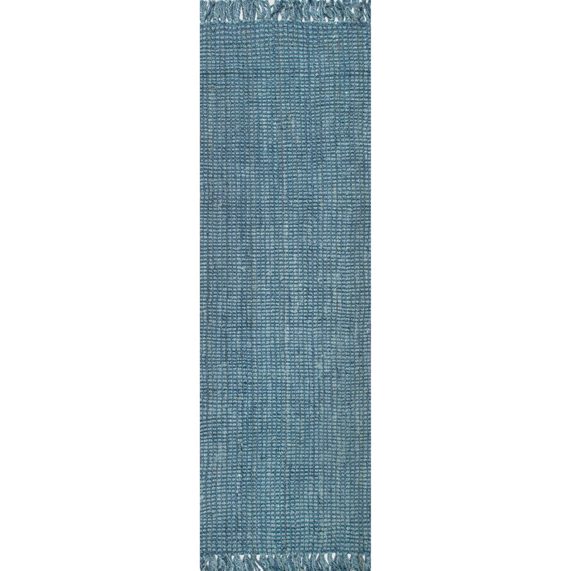 Waville Handmade Flatweave Area Rug in Blue, Runner 2'6" x 8'