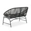 Ensemble de conversation d'extérieur 4 pièces Nusa avec rotin PE noir et accents de bois d'acacia, groupe de patio moderne