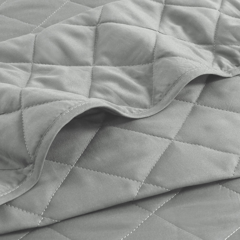 Wayfair Basics® Microfiber Reversible Diamond Quilt Set, Full/Queen Quilt + 2 Standard Shams, Light Gray