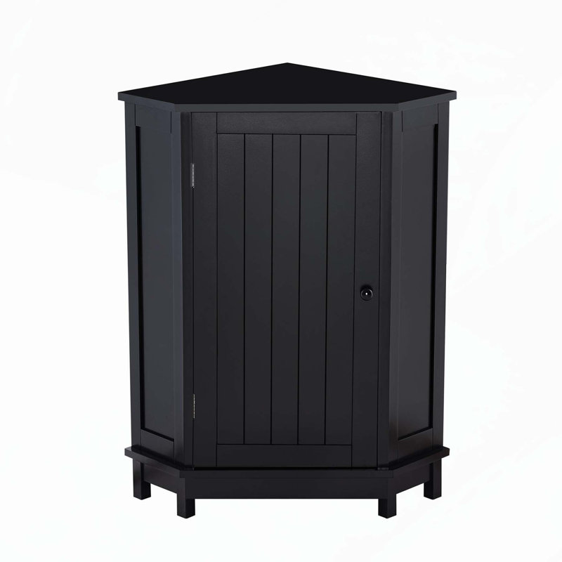 Modern Triangle Bathroom Cabinet with Adjustable Shelves and Ample Storage, Black