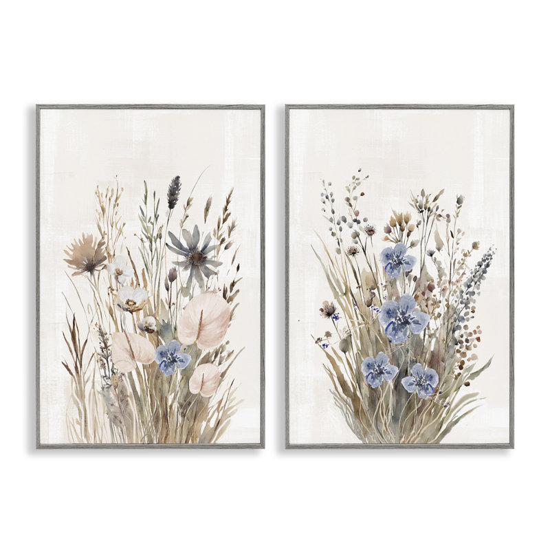 Ensemble de 2 giclées encadrées Soft Cottage Graminées, par 1x, Estampe numérique Farmhouse, H 30 po x l 40 po