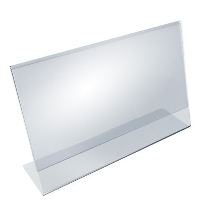Angled L-Shaped Sign Holder Frame with Slant Back Design 14"x 8.5''High- Horizontal/Landscape, 10-Pack