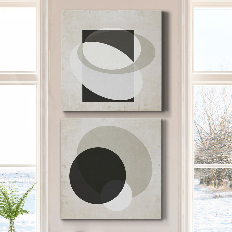 Moderniste Neutre III, ensemble de 2 reproductions d'art sur toile encadrées, H 16 po x l 32 po x P 1 po