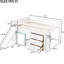 Lit mezzanine double pleine grandeur blanc avec glissière et trois tiroirs de rangement - matériaux, structure stable, peu encombrant, glissière facile à installer, deux portes multifonctionnelles pour l'espace, la construction, pas de sommier