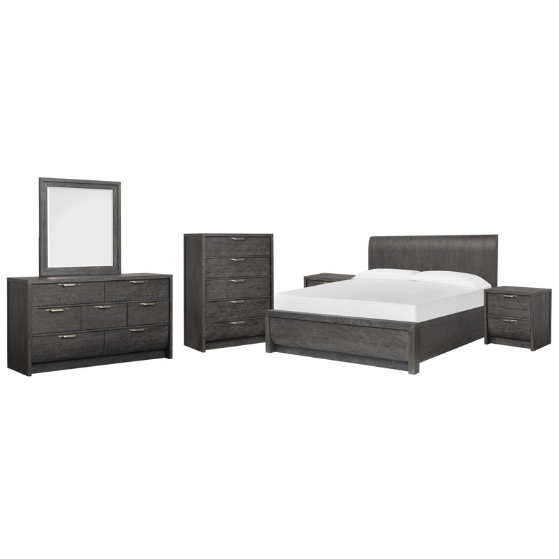 Commode à 2 tiroirs Seibert, 6 Pcs: Bed, 2 Nightstand, Dresser, Mirror, Chest, Queen