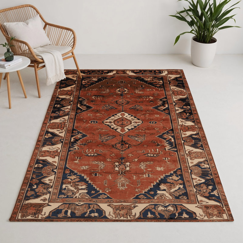 Tapis d'intérieur et d'extérieur brun Persian, Rectangle 5 pi x 7 pi
