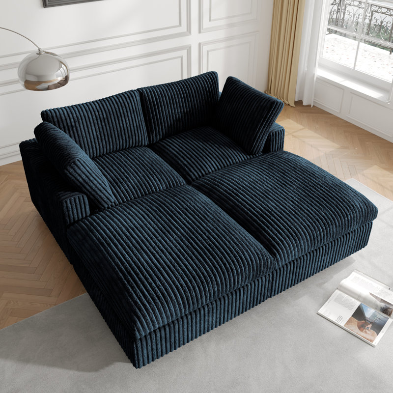Canapé modulaire 4 pièces 4 pièces, Fausse fourrure noire Ricoeur