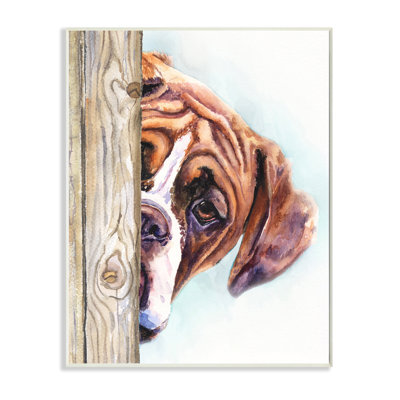 " Boxer Dog Hide And Seek Puppy " by George Dyachenko Painting Print