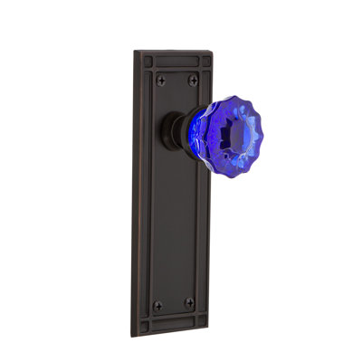 Plaque de mission Nostalgic Warehouse avec bouton de porte en cristal cobalt