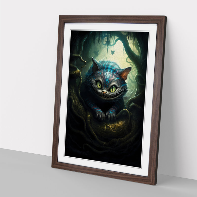 Cheshire Cat Symbolism - Framed Print, Walnut Framed, 64cm H x 46cm W x 2cm D
