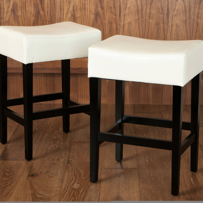 Paire de tabourets de comptoir sans dossier Kd, couleur cuir, 15,15 po X P 18,79 po x H 27,45 po, 2 tabourets élégants et pratiques, finition en cuir, article d'ameublement