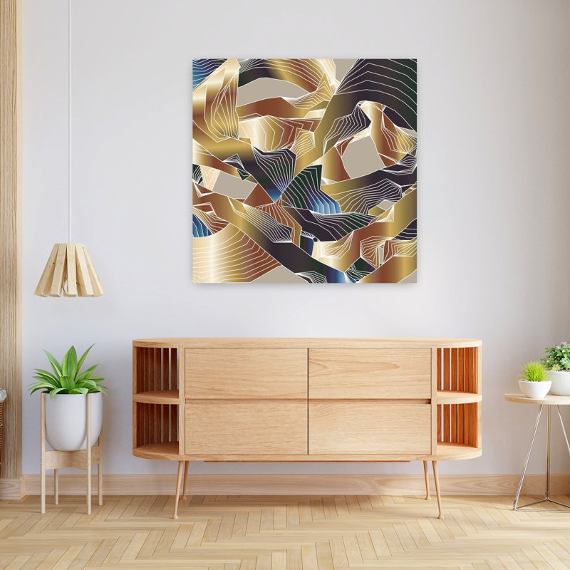 «Golden Abstract Landscape Abstract Contemporary Elegant Landscape Nature», reproduction d'art murale, 36" H x 36" W