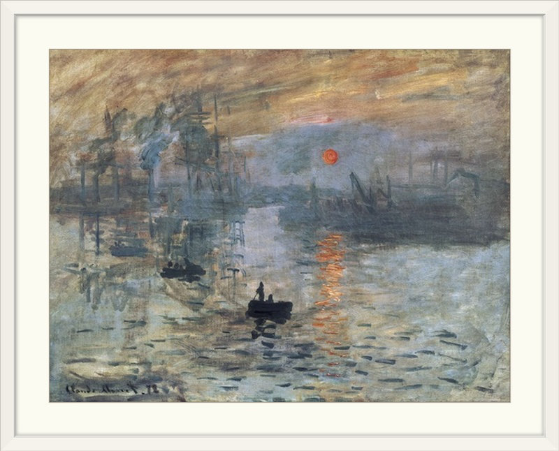 Impression, Sunrise par Claude Monet - print, Cadre blanc, H 20 po x l 24 po x P 1 po