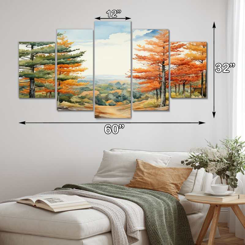 Pin, Autumn Whispers II - Pin Art mural, salon, 5 panneaux