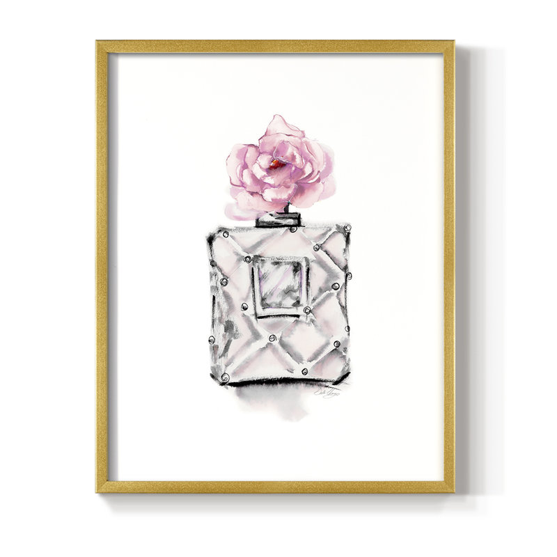 Reproduction encadrée de bouteille de parfum - bois massif