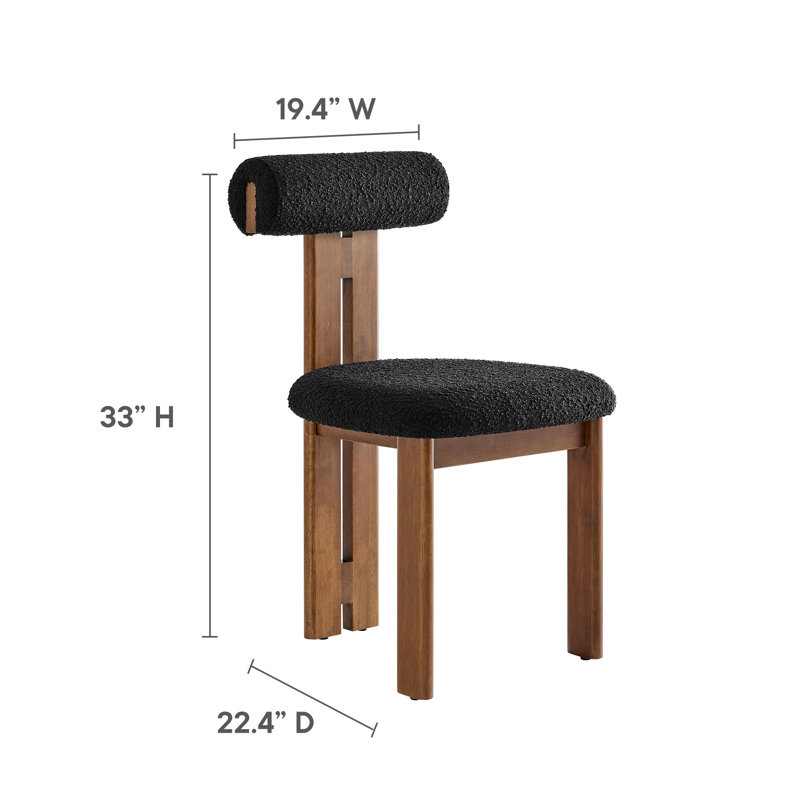 Ensemble de 2 chaises de salle à manger Torian Boucle, Noyer, Noir, noir, noir, noir