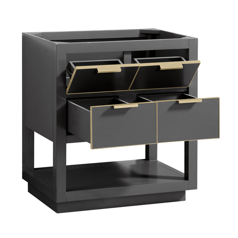 Allie 31" Single Bathroom Vanity Set, Twilight Gray, Carrera White Marble/Gold