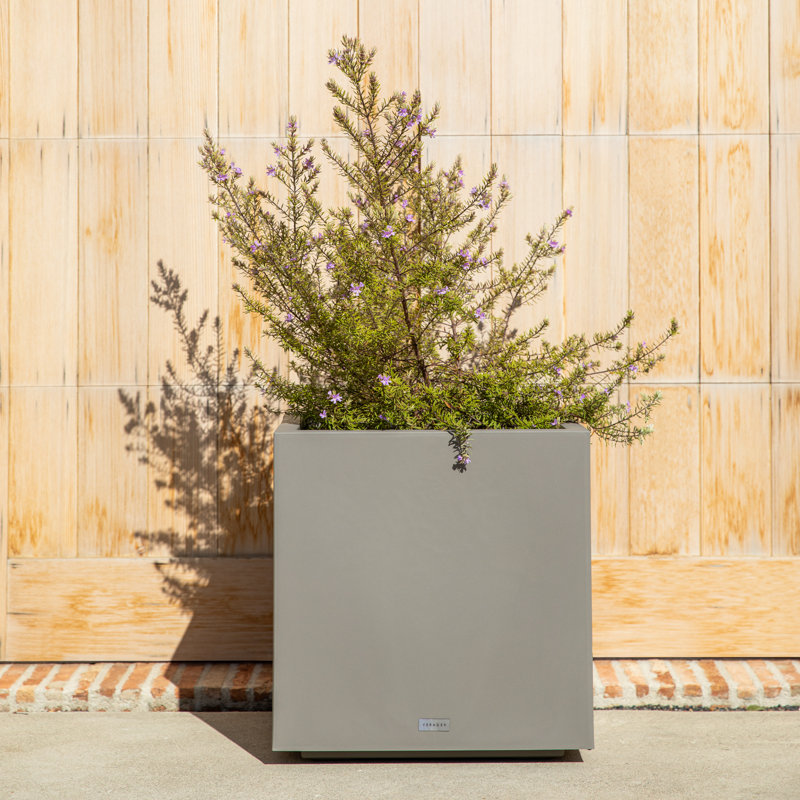 Block Series Cube Planter, 18.25" H x 17" W x 17" D, Gray