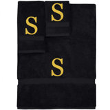 Ensemble de serviettes monogrammées - ensemble de 3 - lettre-bloc