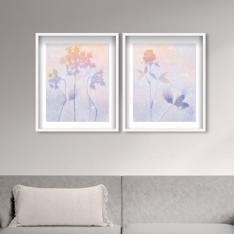 Lavender Shadows Set Framed Graphic Art, 25.5"H x 21.5"W, White Shadowbox